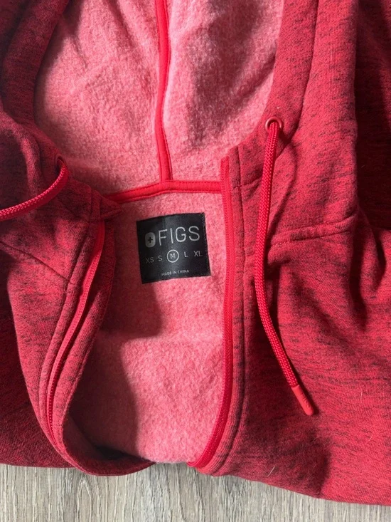 Figs Heathered Red Zip Hoodie - Picture 4 of 4